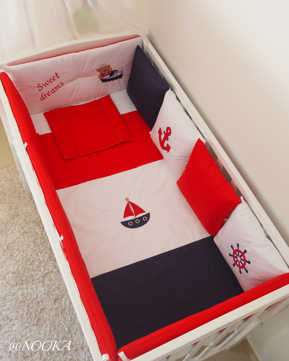 Set lenjerie CONFORT cu laterale combinate clasic & tip perne- NOOKA Sweet Dreams Sailor