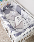 Set lenjerie PREMIUM cu laterale combinate bumper & tip perne- NOOKA Teddy King