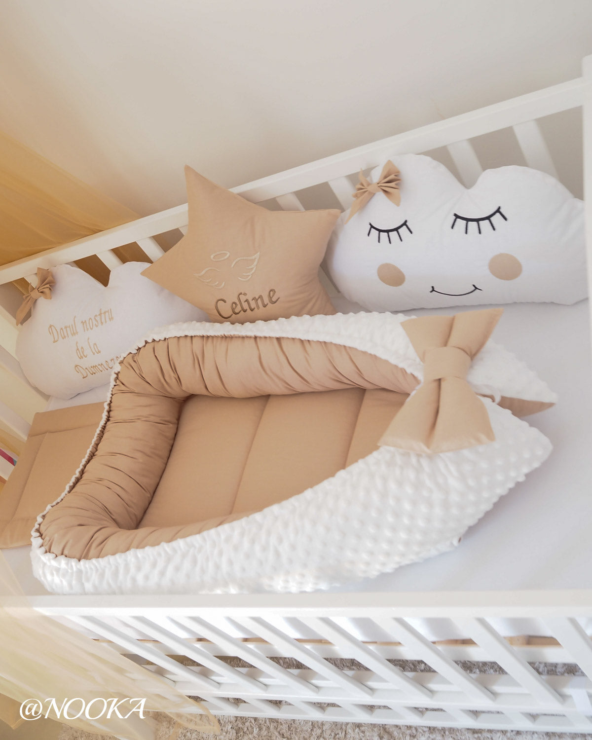 Baby Nest NOOKA - reversibil plush minky & bumbac