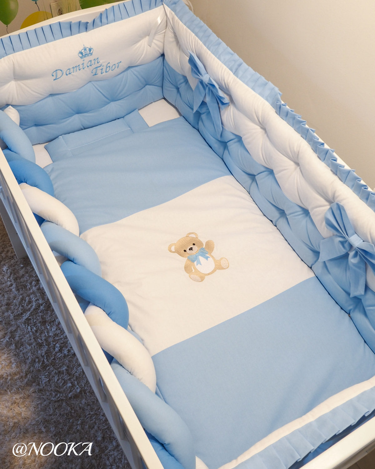 Set lenjerie PREMIUM laterale combinate -NOOKA Blue Teddy Bear