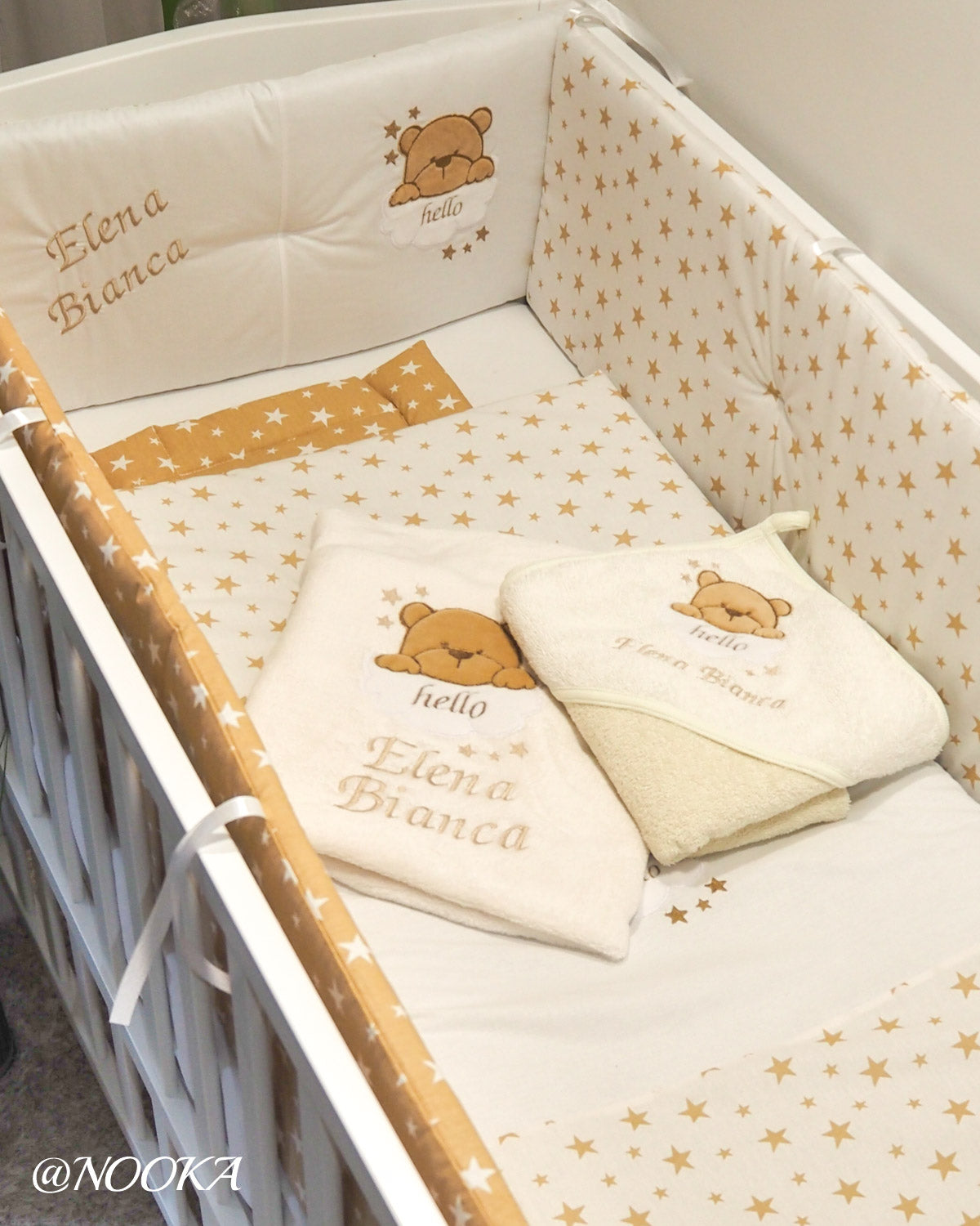 Set lenjerie ESENTIAL cu aparatori clasice NOOKA Hello Teddy