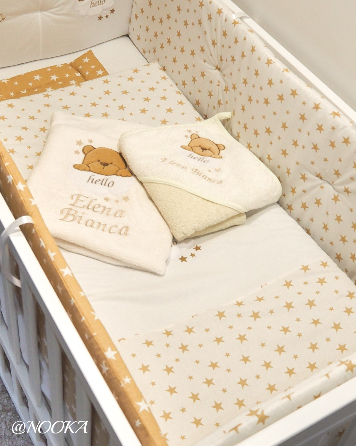 Set lenjerie ESENTIAL cu aparatori clasice NOOKA Hello Teddy