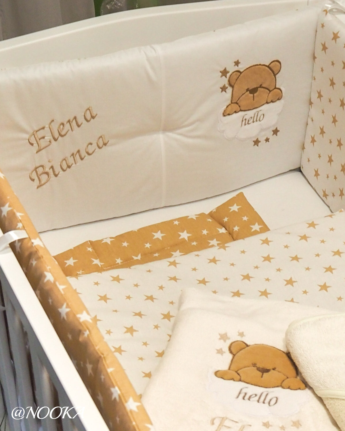 Set lenjerie ESENTIAL cu aparatori clasice NOOKA Hello Teddy