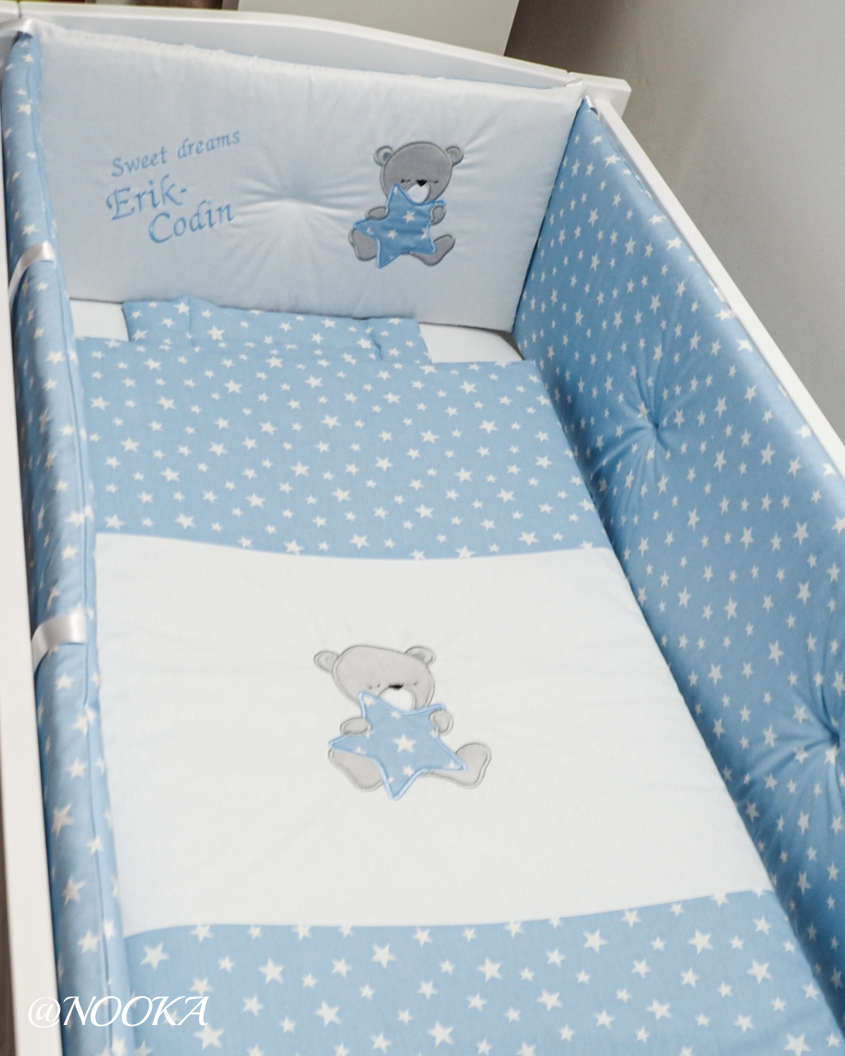 Set lenjerie ESENTIAL cu aparatori clasice NOOKA Blue Stars