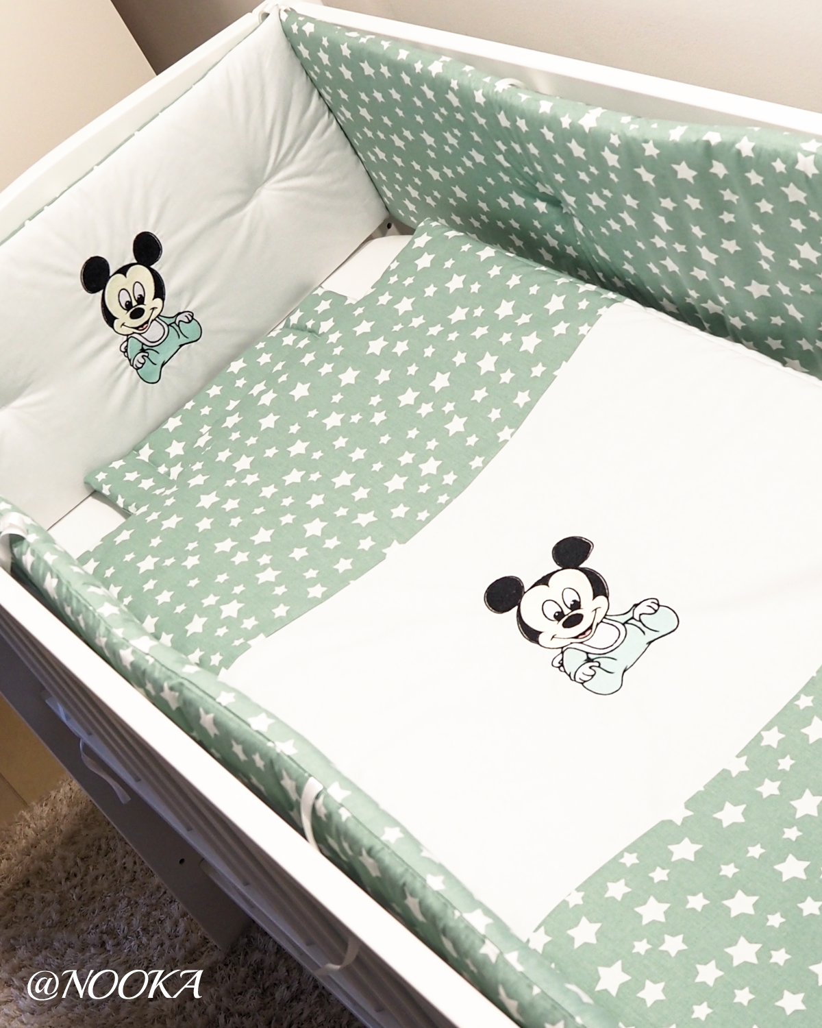 Set lenjerie ESENTIAL cu aparatori clasice NOOKA Mickey Mint Dreams