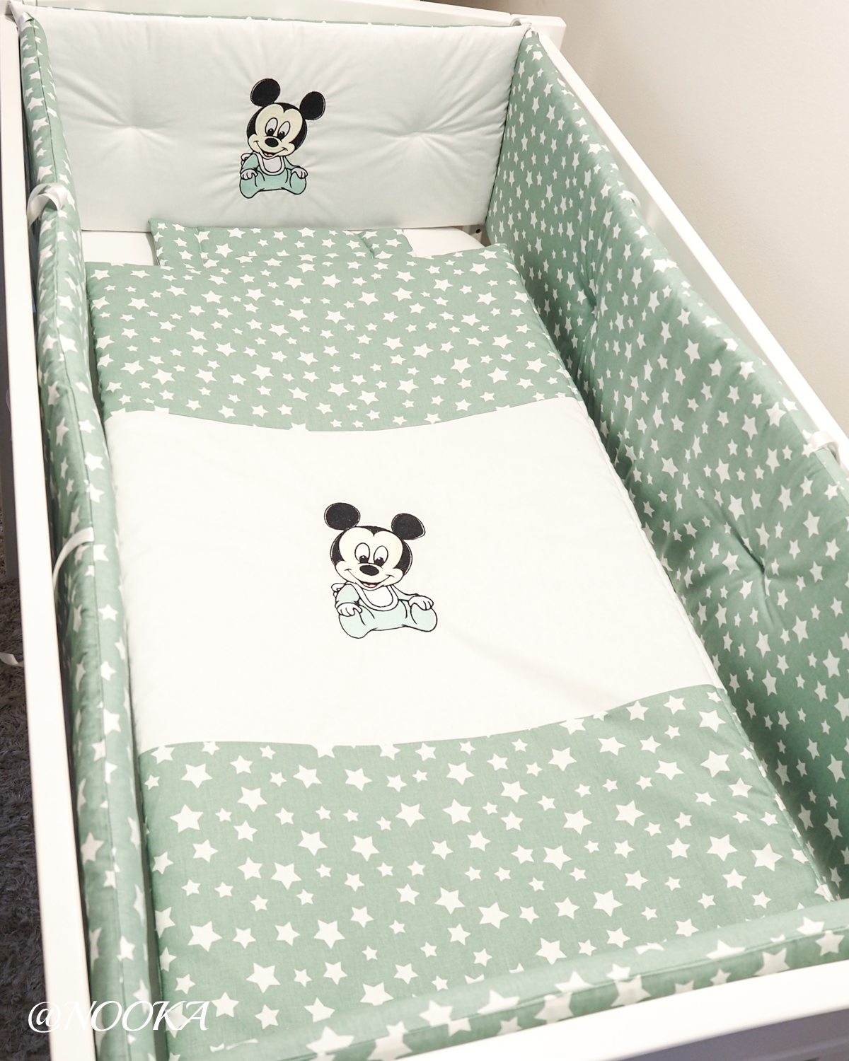 Set lenjerie ESENTIAL cu aparatori clasice NOOKA Mickey Mint Dreams