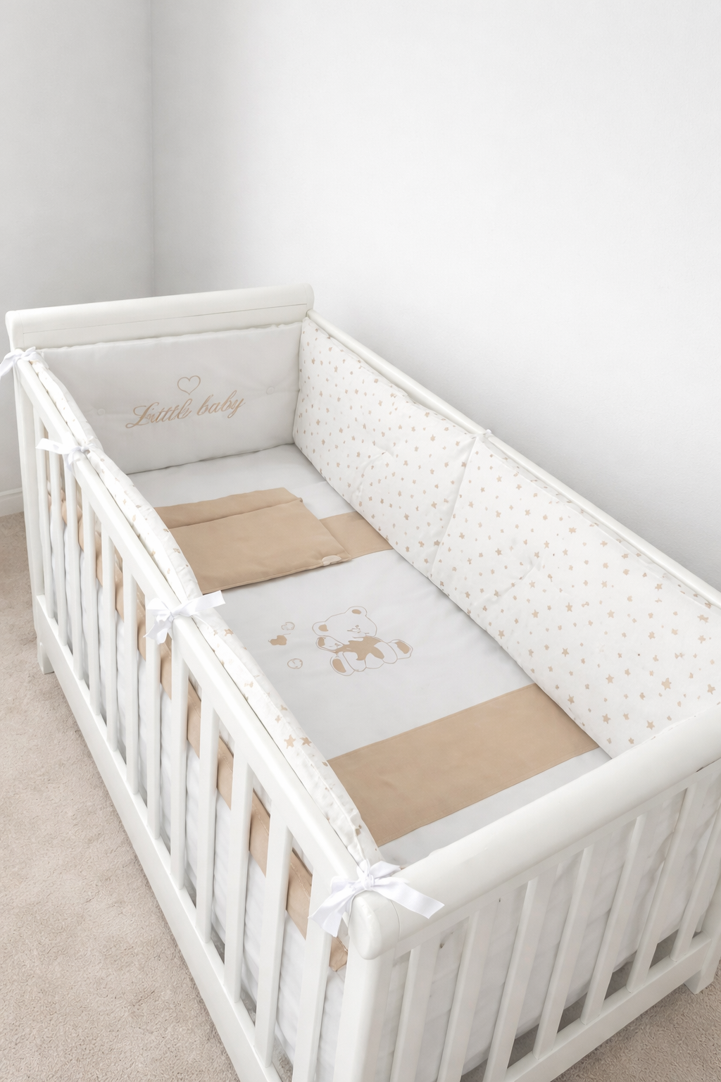 Set lenjerie ESENTIAL cu aparatori simple - ursulet